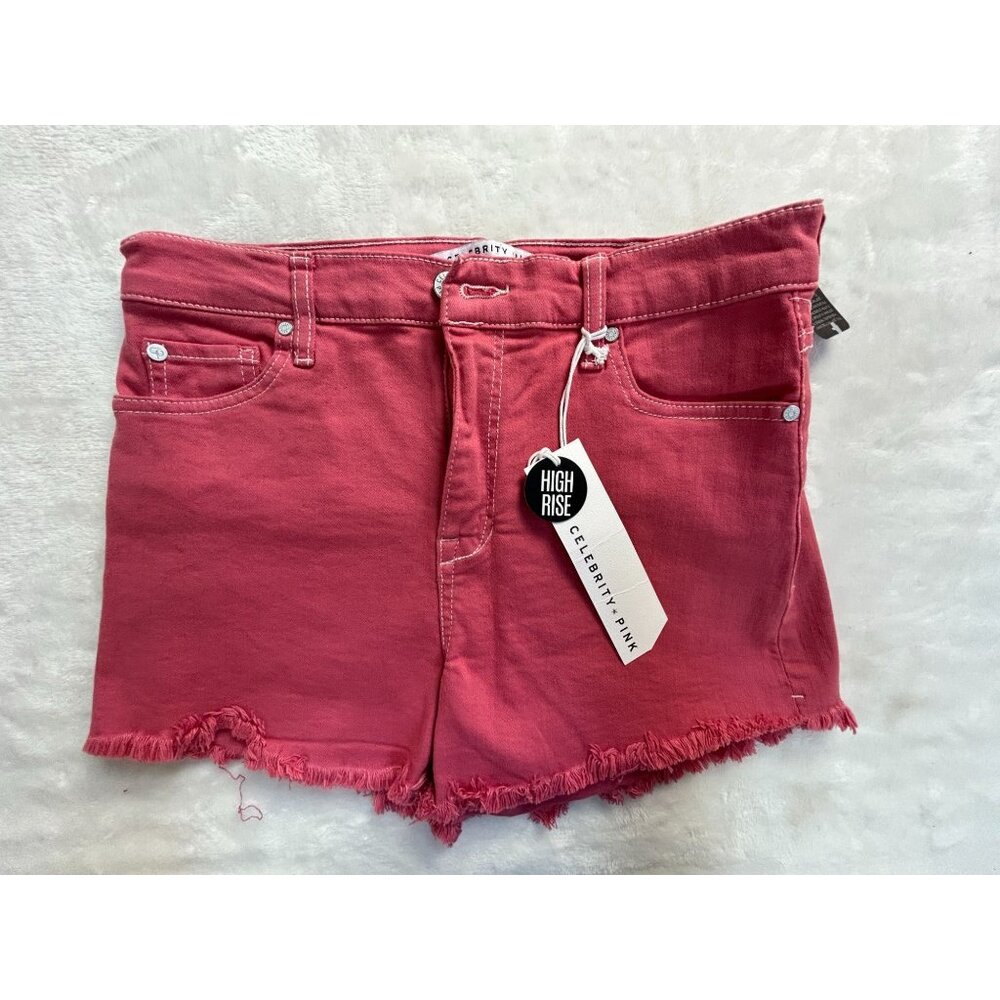 Celebrity Pink Women's High Rise Frayed Hem Denim Jean Shorts Size 9/29 New